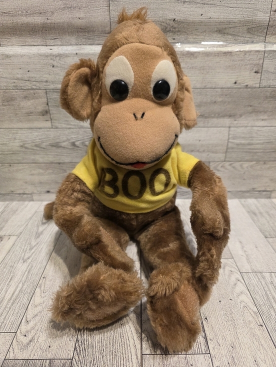 Dankin Other - Brown Monkey Plush Toy with Yellow 'BOO' Shirt - Soft Stuffed Animal